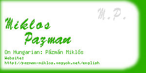 miklos pazman business card