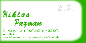 miklos pazman business card